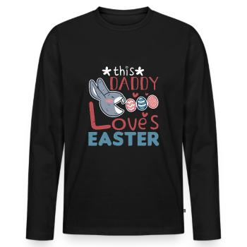 Papa aime l’œuf de lapin de Pâques Dimanche de Pâques - T-shirt manches longues Premium bio Homme - noir - Devant - Nico (187cm)