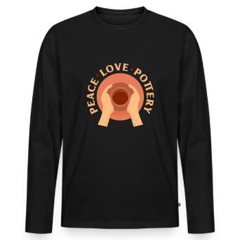 Poterie Poterie Poterie Poterie Poterie Poterie Poterie Poterie Poterie - T-shirt manches longues Premium bio Homme - noir - Devant - Nico (187cm)
