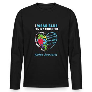 Daughter Blue Special Autism Awareness - Männer Premium Bio Langarmshirt - Schwarz - Vorne - Nico (187cm)
