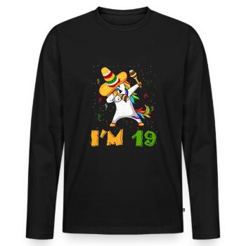 19 ans Dab Unicorn Mexicain Cinco De Mayo - T-shirt manches longues Premium bio Homme - noir - Devant - Nico (187cm)