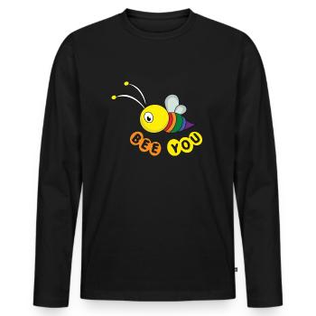 Rainbow Bee Love Gay Pride LGBT Pride Month - Men's Premium Organic Long Sleeve Shirt - black - Front - Nico (187cm)