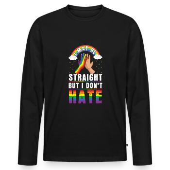 Straight Do Not Hate Gay Pride LGBT Pride - Männer Premium Bio Langarmshirt - Schwarz - Vorne - Nico (187cm)