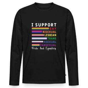 Support Equality Gay Pride LGBT Pride Month - Men's Premium Organic Long Sleeve Shirt - black - Front - Nico (187cm)