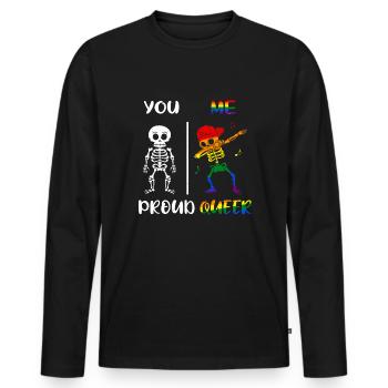 Dab Skeleton Rainbow Proud Queer Pride LGBT - Männer Premium Bio Langarmshirt - Schwarz - Vorne - Nico (187cm)