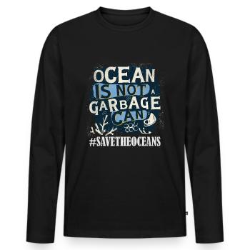 Pas de déchets Planète L’eau sauve la journée des océans - T-shirt manches longues Premium bio Homme - noir - Devant - Nico (187cm)