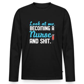 Become RN Registered Nurse Graduation Graduate - Männer Premium Bio Langarmshirt - Schwarz - Vorne - Nico (187cm)
