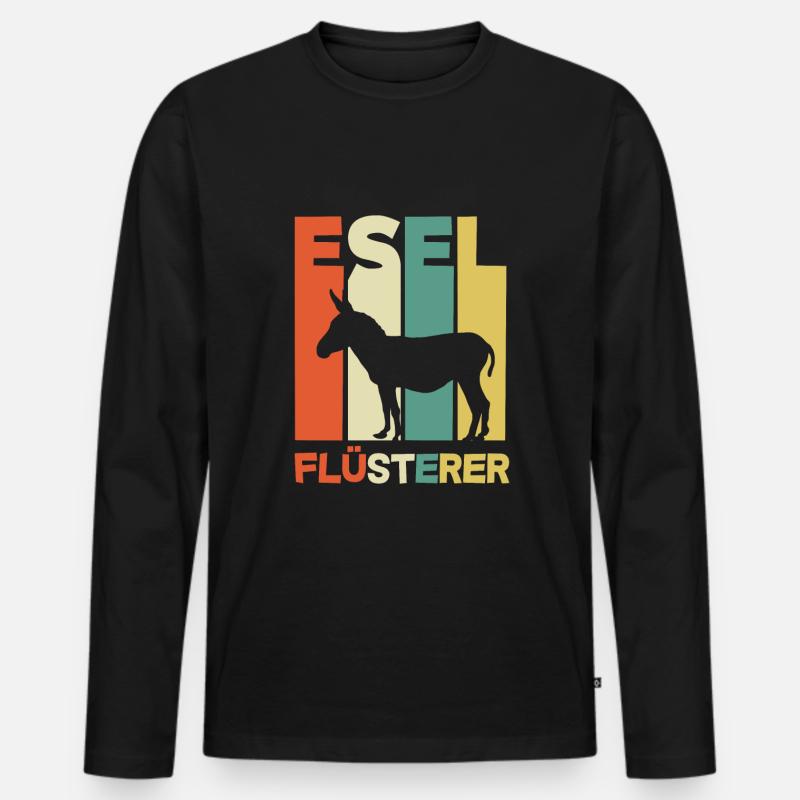 Esel Flüsterer Lustiges Esel Geschenk - Männer Premium Bio Langarmshirt - Schwarz