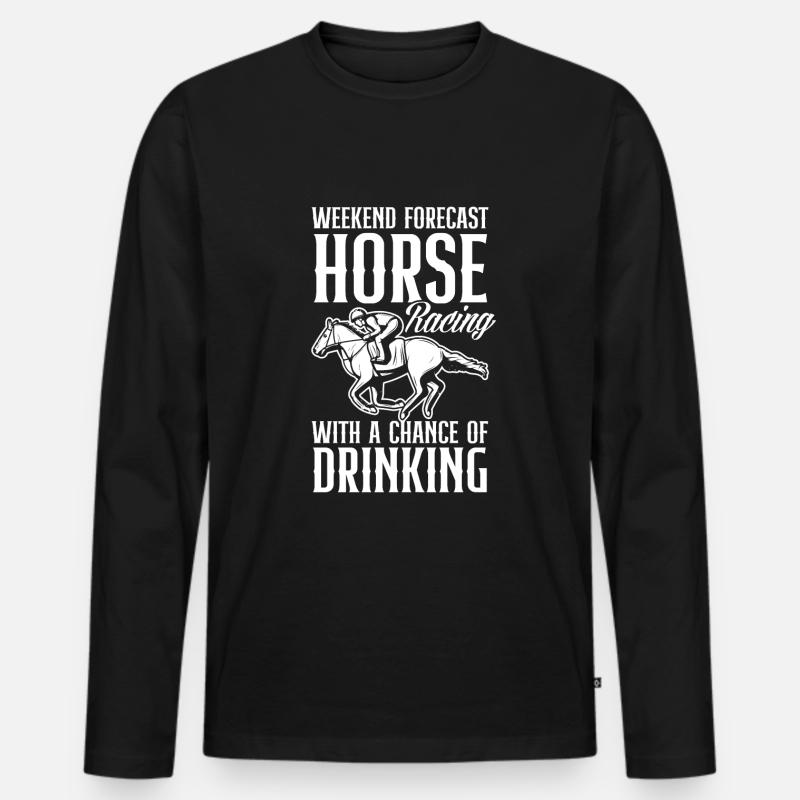 Pferderennen - Männer Premium Bio Langarmshirt - Schwarz