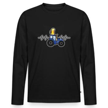 Agriculteur agricole Rancher Drive Heart Beer Lover Tracteur - T-shirt manches longues Premium bio Homme - noir - Devant - Nico (187cm)