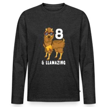 Kawaii Birth Born Age 8 Years Old Alpaca Llama - Men's Premium Organic Long Sleeve Shirt - heather anthracite - Front - Nico (187cm)