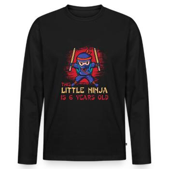 Birth Born Age 6 Years Old Japan Japanese Ninja - Men's Premium Organic Long Sleeve Shirt - black - Front - Nico (187cm)