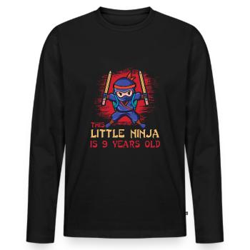 Birth Born Age 9 Years Old Japan Japanese Ninja - Men's Premium Organic Long Sleeve Shirt - black - Front - Nico (187cm)