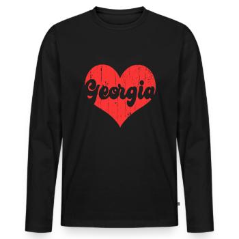 Citoyen américain Drapeau de l’État américain Cœur Amour Géorgie - T-shirt manches longues Premium bio Homme - noir - Devant - Nico (187cm)