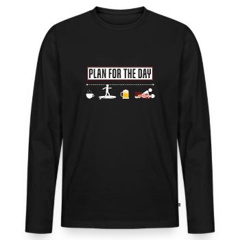 Plan amusant pour le surfeur d’une journée - T-shirt manches longues Premium bio Homme - noir - Devant - Nico (187cm)