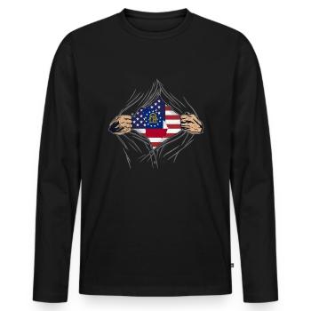 Rip Reveal America State Flag Georgia - Männer Premium Bio Langarmshirt - Schwarz - Vorne - Nico (187cm)