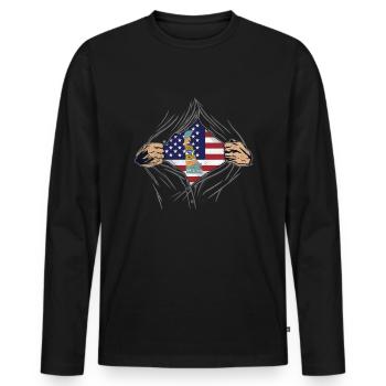 Rip Reveal America State Flag Delaware - Männer Premium Bio Langarmshirt - Schwarz - Vorne - Nico (187cm)