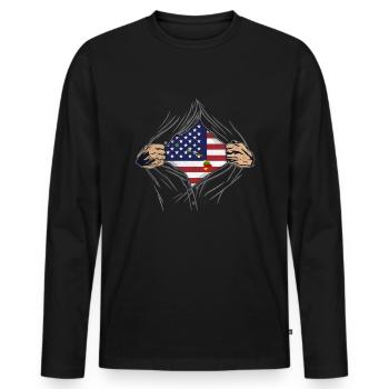 Rip Reveal America State Flag Hawaii - Männer Premium Bio Langarmshirt - Schwarz - Vorne - Nico (187cm)