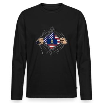 Rip Reveal America State Flag Kansas - Männer Premium Bio Langarmshirt - Schwarz - Vorne - Nico (187cm)