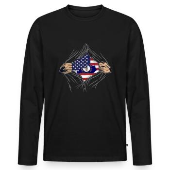 Rip Reveal America State Flag Kentucky - Männer Premium Bio Langarmshirt - Schwarz - Vorne - Nico (187cm)