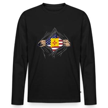 Rip Reveal America State Flag New Mexico - Männer Premium Bio Langarmshirt - Schwarz - Vorne - Nico (187cm)