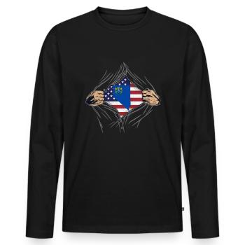Rip Reveal America State Flag Nevada - Männer Premium Bio Langarmshirt - Schwarz - Vorne - Nico (187cm)