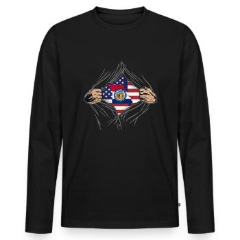 Rip Reveal America Drapeau de l’État du Missouri - T-shirt manches longues Premium bio Homme - noir - Devant - Nico (187cm)