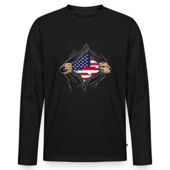 Rip Reveal America Drapeau de l’État De Caroline du Nord - T-shirt manches longues Premium bio Homme - noir - Devant - Nico (187cm)