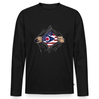 Rip Reveal America State Flag Ohio - Männer Premium Bio Langarmshirt - Schwarz - Vorne - Nico (187cm)