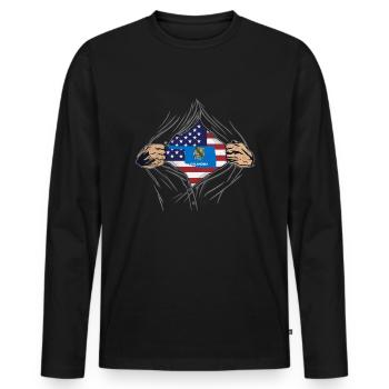 Rip Reveal America State Flag Oklahoma - Männer Premium Bio Langarmshirt - Schwarz - Vorne - Nico (187cm)