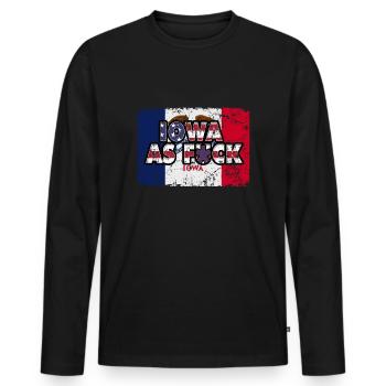 America US Flag State Flag Iowa - Männer Premium Bio Langarmshirt - Schwarz - Vorne - Nico (187cm)
