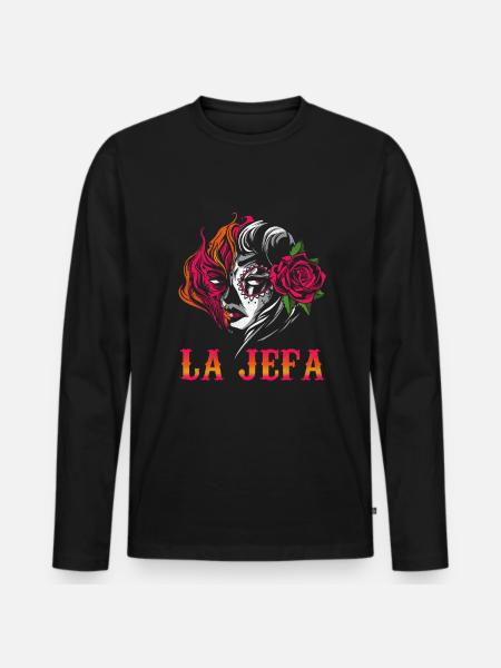 Jefa Halloween Rose Sugar Skull Muertos Dead - Männer Premium Bio Langarmshirt - Schwarz