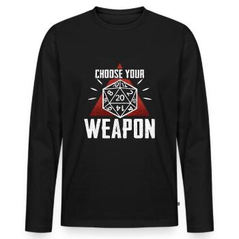 Arme Critique Maître Donjon Donjon Dé Roulant Dragon - T-shirt manches longues Premium bio Homme - noir - Devant - Nico (187cm)