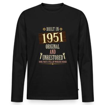 Built In The 1951 Original And Unrestored - Männer Premium Bio Langarmshirt - Schwarz - Vorne - Nico (187cm)