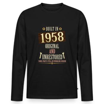 Built In The 1958 Original And Unrestored - Männer Premium Bio Langarmshirt - Schwarz - Vorne - Nico (187cm)