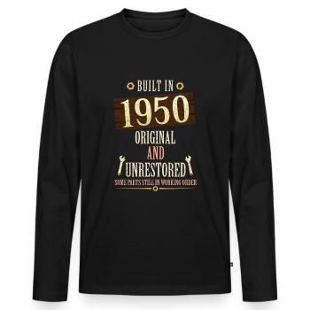 Built In The 1950 Original And Unrestored - Männer Premium Bio Langarmshirt - Schwarz - Vorne - Nico (187cm)