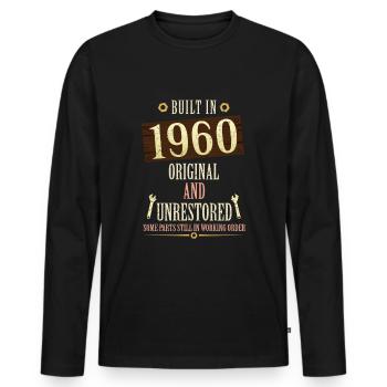 Built In The 1960 Original And Unrestored - Männer Premium Bio Langarmshirt - Schwarz - Vorne - Nico (187cm)