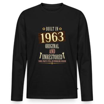 Built In The 1963 Original And Unrestored - Männer Premium Bio Langarmshirt - Schwarz - Vorne - Nico (187cm)