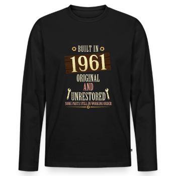 Built In The 1961 Original And Unrestored - Männer Premium Bio Langarmshirt - Schwarz - Vorne - Nico (187cm)
