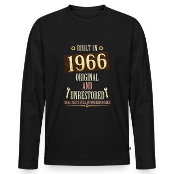 Built In The 1966 Original And Unrestored - Männer Premium Bio Langarmshirt - Schwarz - Vorne - Nico (187cm)