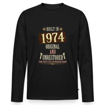 Built In The 1974 Original And Unrestored - Männer Premium Bio Langarmshirt - Schwarz - Vorne - Nico (187cm)