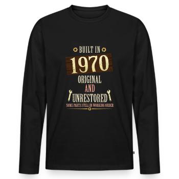 Built In The 1970 Original And Unrestored - Men's Premium Organic Long Sleeve Shirt - black - Front - Nico (187cm)