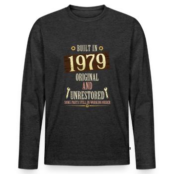 Construit dans l’original de 1979 et non restauré - T-shirt manches longues Premium bio Homme - anthracite chiné - Devant - Nico (187cm)