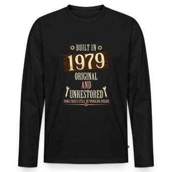 Built In The 1979 Original And Unrestored - Männer Premium Bio Langarmshirt - Schwarz - Vorne - Nico (187cm)