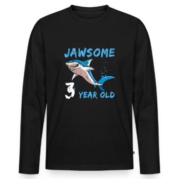 Naissance Né Âge 3 ans Mâchoire Awesome Shark - T-shirt manches longues Premium bio Homme - noir - Devant - Nico (187cm)