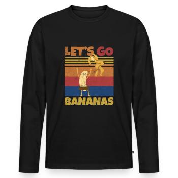 Retro Let's Bananas Funny Strip Banana - Männer Premium Bio Langarmshirt - Schwarz - Vorne - Nico (187cm)