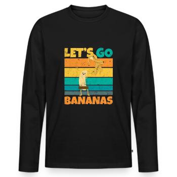 Vintage Let's Bananas Funny Strip Banana - Männer Premium Bio Langarmshirt - Schwarz - Vorne - Nico (187cm)