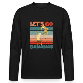 Retro Vintage Let's Bananas Funny Strip Banana - Men's Premium Organic Long Sleeve Shirt - black - Front - Nico (187cm)
