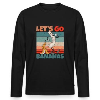 Retro Vintage Let's Bananas Funny Butt Banana - Men's Premium Organic Long Sleeve Shirt - black - Front - Nico (187cm)