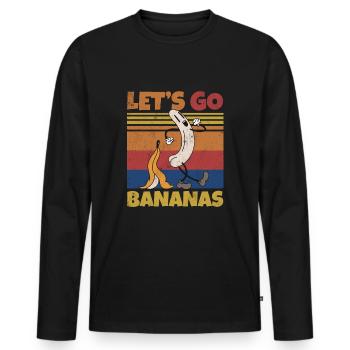 Retro Let's Bananas Funny Butt Banana - Männer Premium Bio Langarmshirt - Schwarz - Vorne - Nico (187cm)