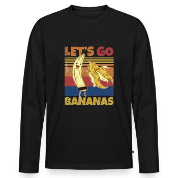 Retro Let’s Bananas Drôle de banane dépouillée - T-shirt manches longues Premium bio Homme - noir - Devant - Nico (187cm)